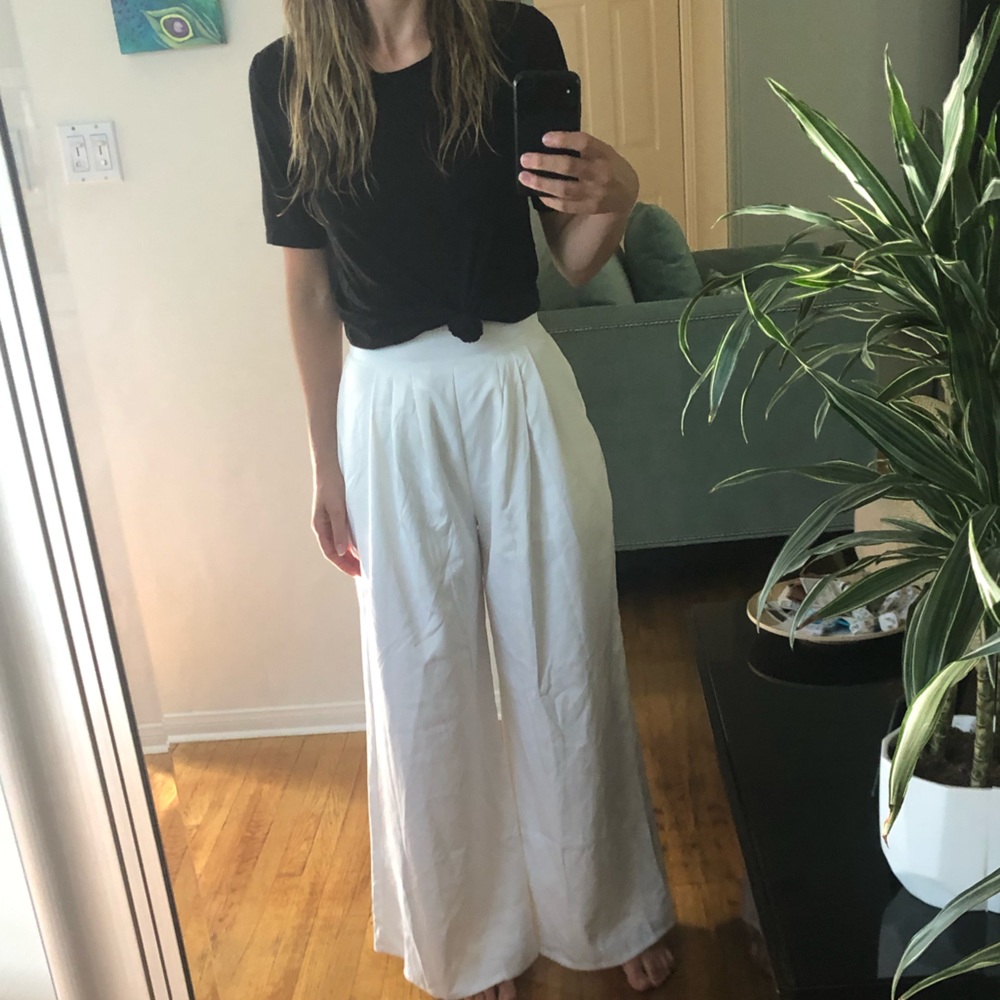 White Palazzo Pants - Picture 1 of 5